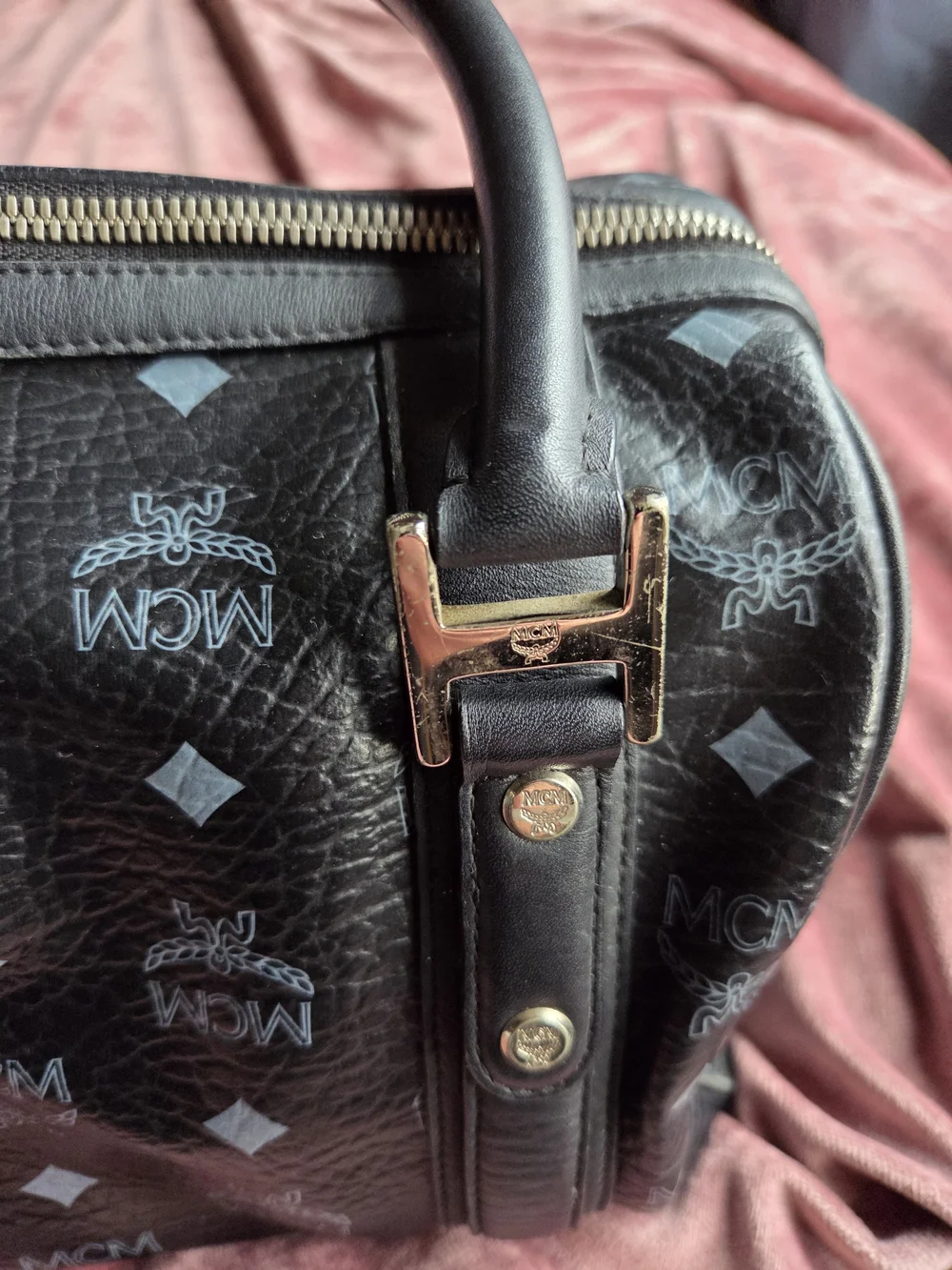 Authentic MCM Visetos Black Boston Bag